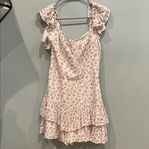 Pink and white Floral Ruffle skort large new